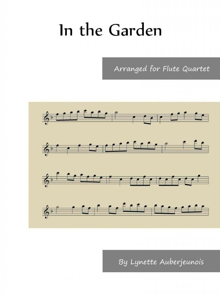 Sheet music cover for In the Garden flute quartet