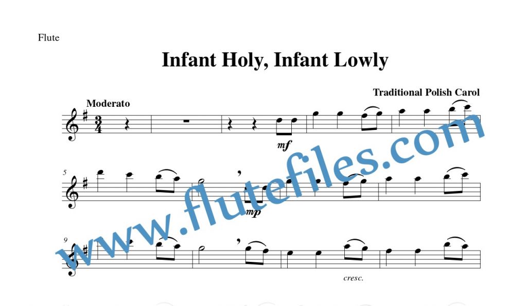 Flute part for Infant Holy, Infant Lowly flute solo sheet music
