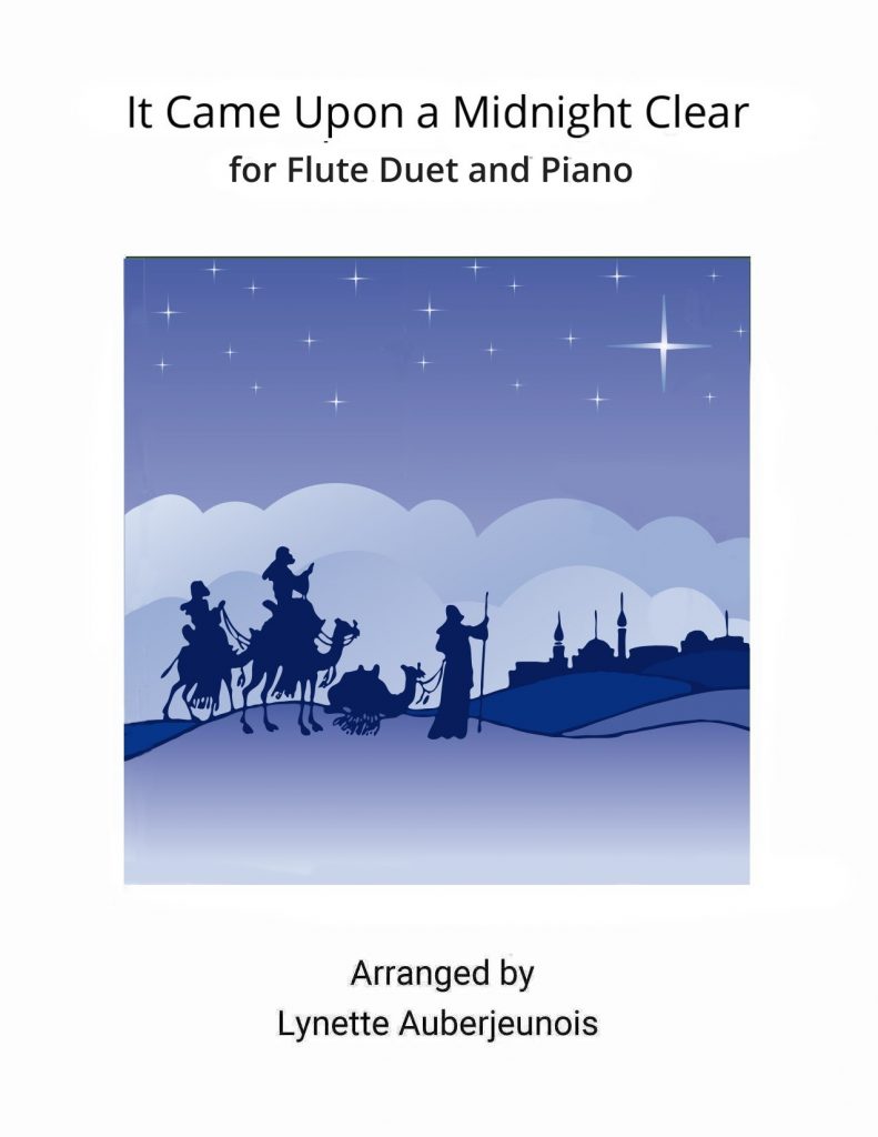 Sheet music cover for It Came Upon a Midnight Clear flute duet and piano
