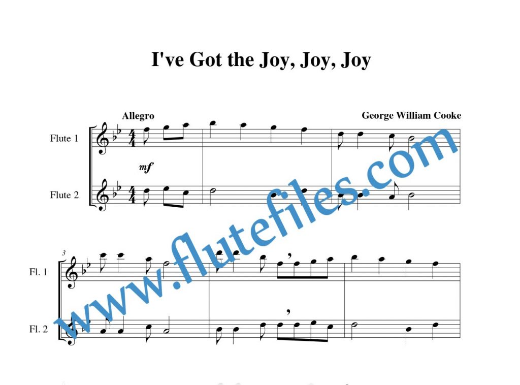 I've Got the Joy, Joy, Joy flute duet sheet music