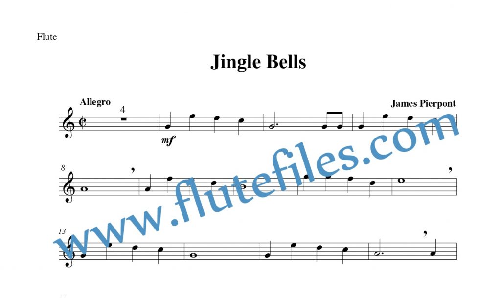 Flute part for Jingle Bells flute solo sheet music