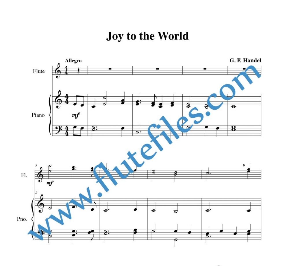 Joy to the World Flute Duet and Piano Flute Files Publishing