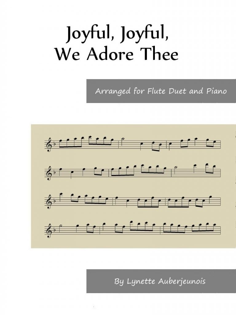 Sheet music cover for Joyful, Joyful, We Adore Thee flute duet and piano