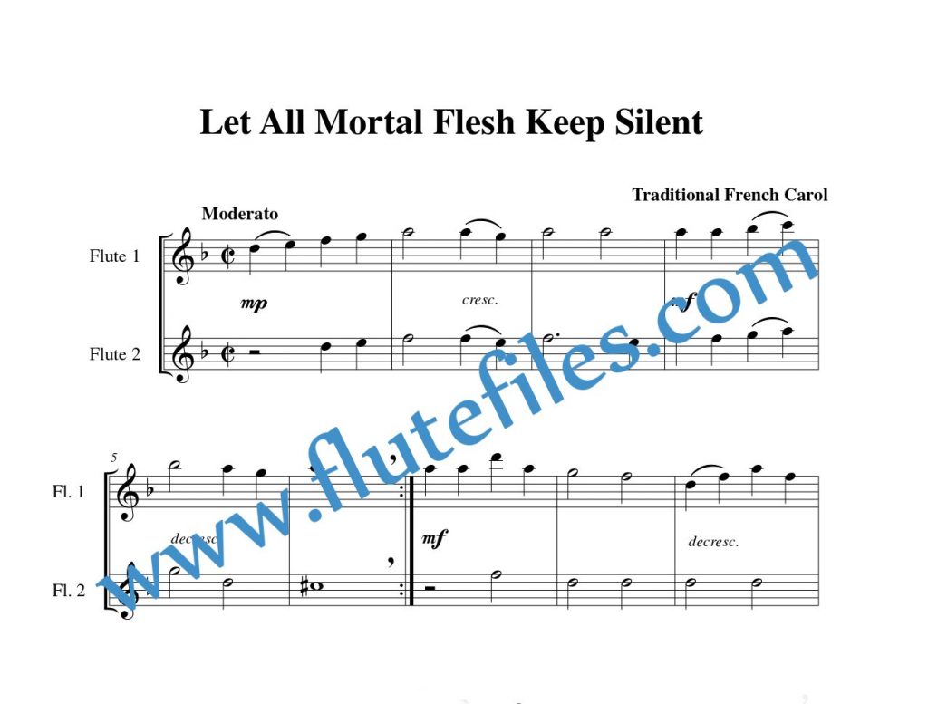 Let All Mortal Flesh Keep Silence flute duet sheet music