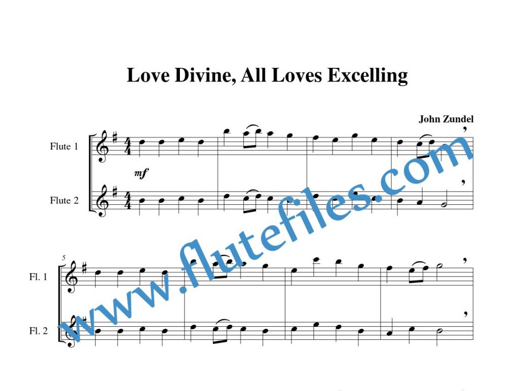 Love Divine, All Loves Excelling flute duet sheet music
