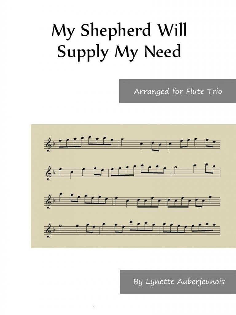 Sheet music cover for My Shepherd Will Supply My Need flute trio