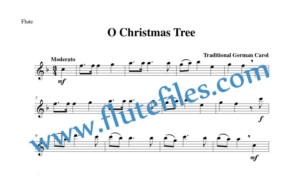 Flute part for O Christmas Tree flute solo sheet music