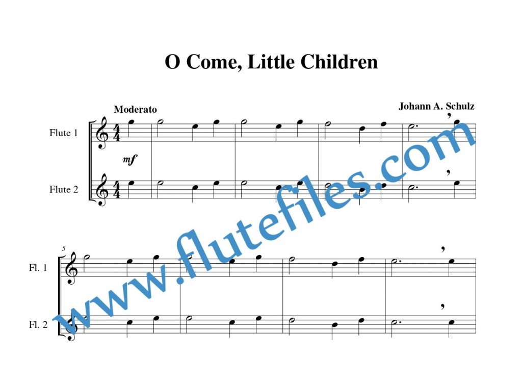 O Come, Little Children flute duet sheet music