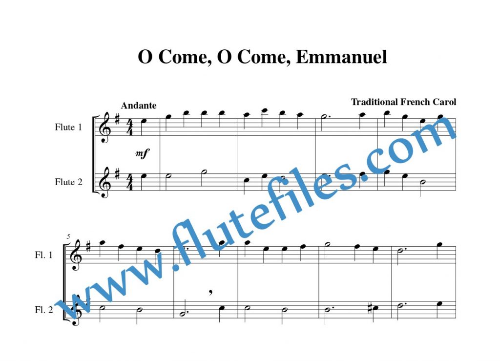 O Come, O Come, Emmanuel flute duet sheet music