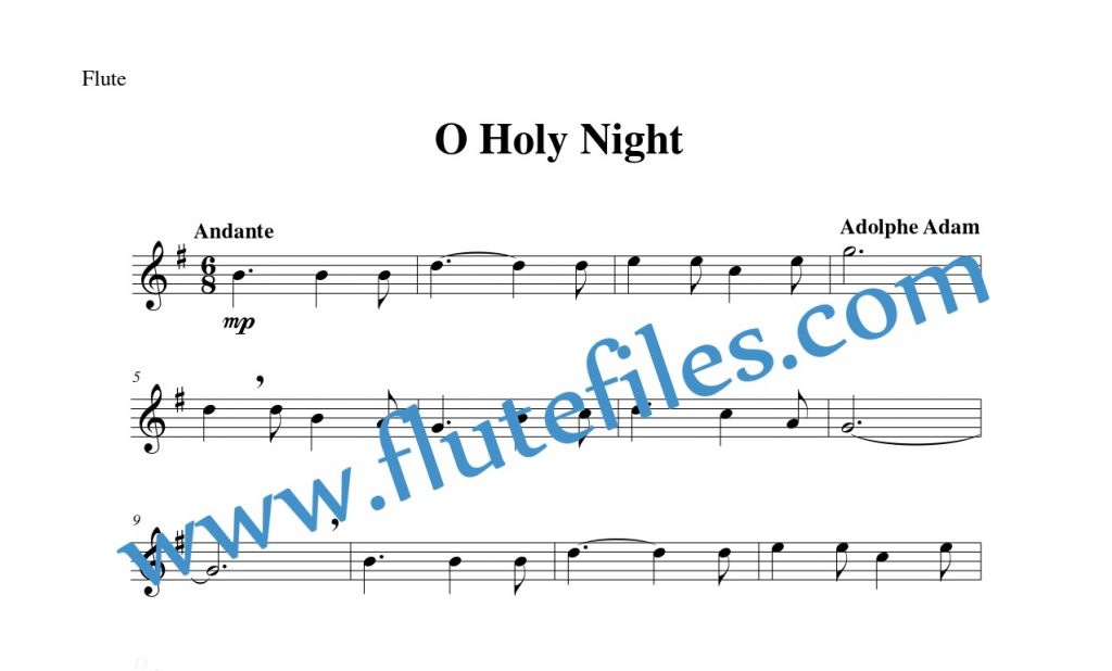 Flute part for O Holy Night flute solo sheet music