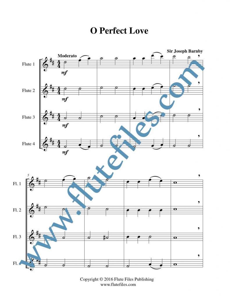 O Perfect Love flute quartet sheet music