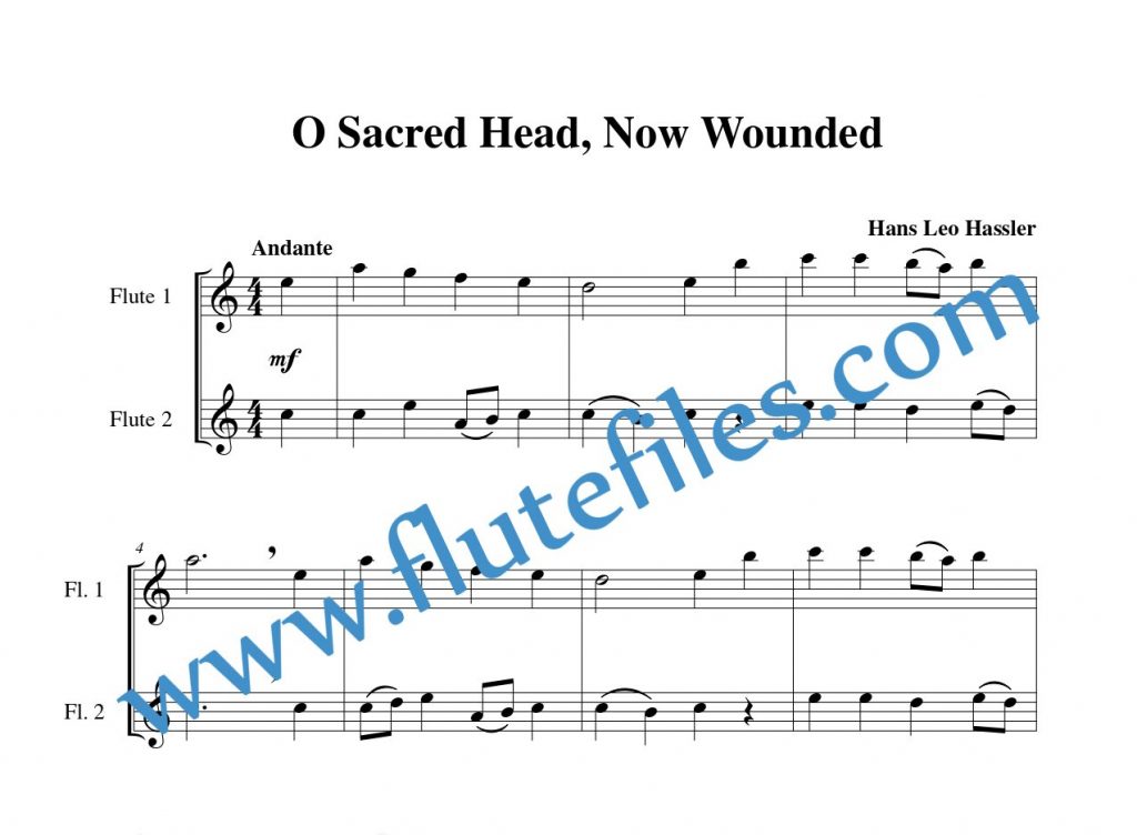 O Sacred Head, Now Wounded flute duet sheet music