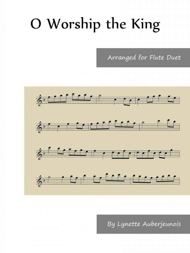 Sheet music cover for O Worship the King flute duet