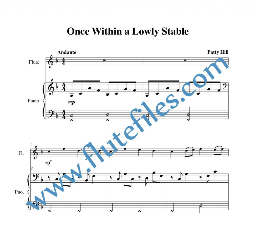 Piano accompaniment part for Once within a Lowly Stable flute solo sheet music