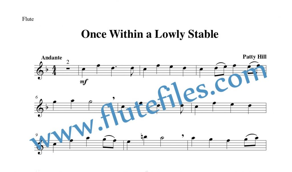 Flute part for Once within a Lowly Stable flute solo sheet music