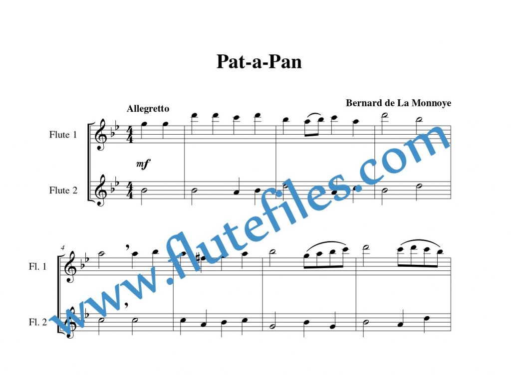 Pat-a-Pan flute duet sheet music