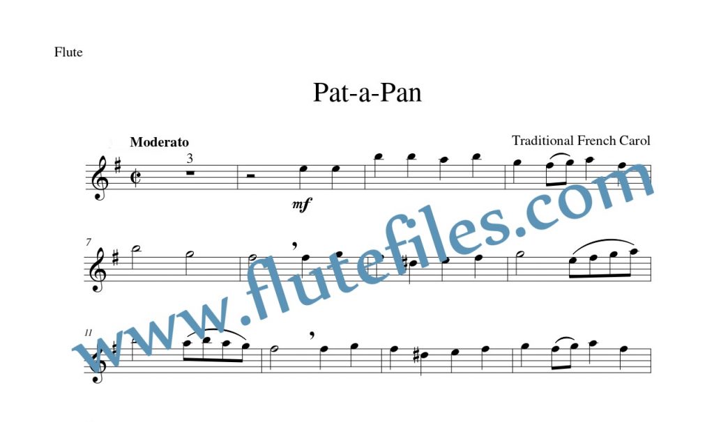 Flute part for Pat-a-Pan flute solo sheet music