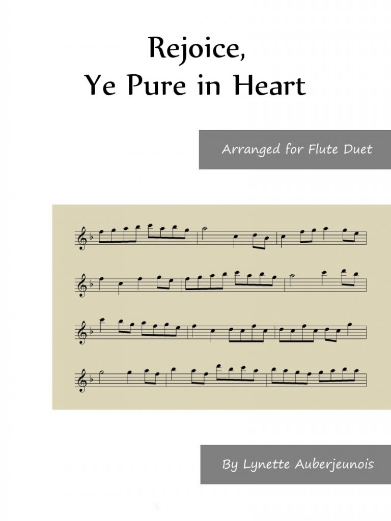 Sheet music cover for Rejoice, Ye Pure in Heart flute duet