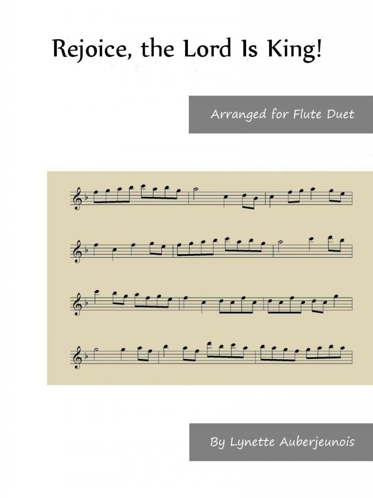 Sheet music cover for Rejoice, the Lord Is King flute duet