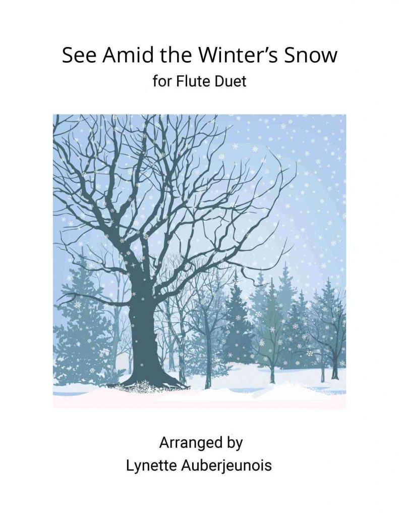 Sheet music cover for See Amid the Winters Snow flute duet