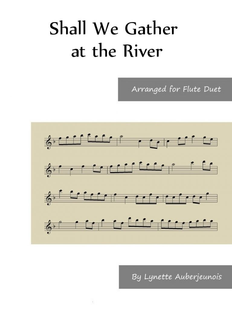 Sheet music cover for Shall We Gather at the River flute duet