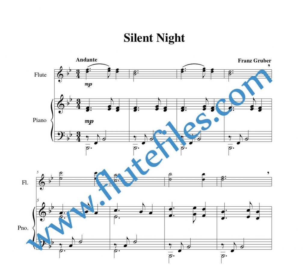 Silent Night Flute Duet and Piano Flute Files Publishing