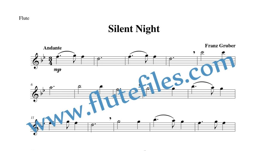 Flute part for Silent Night flute solo sheet music