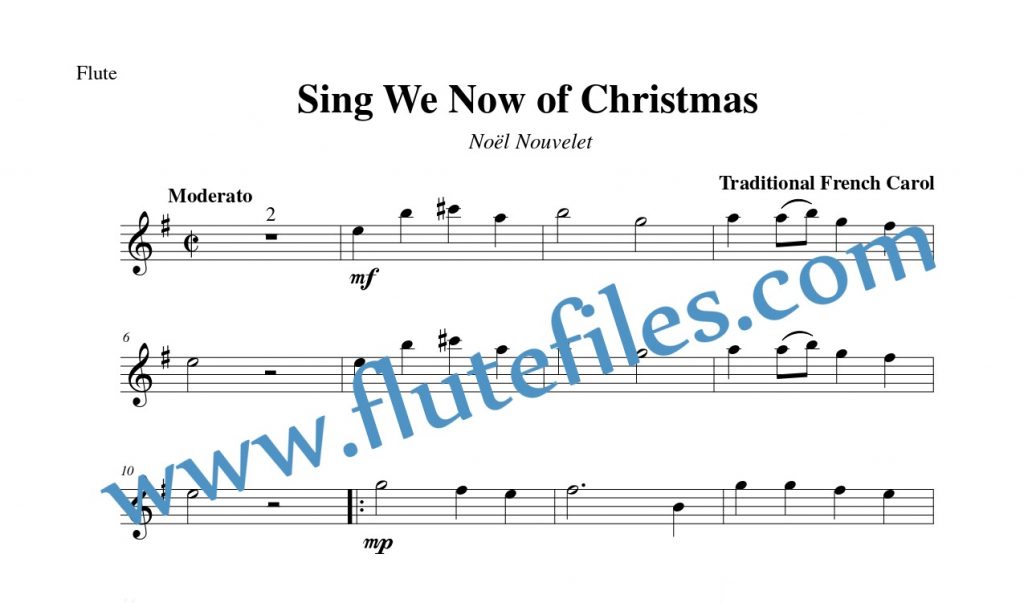 Flute part for Sing We Now of Christmas flute solo sheet music