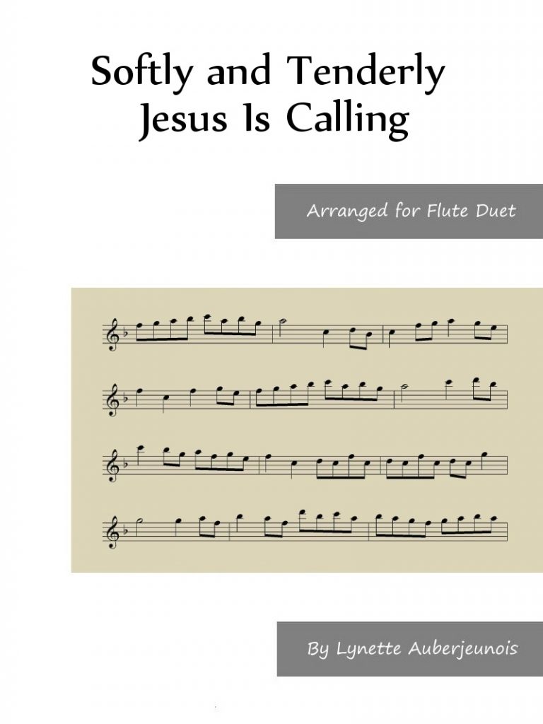 Sheet music cover for Softly and Tenderly Jesus Is Calling flute duet