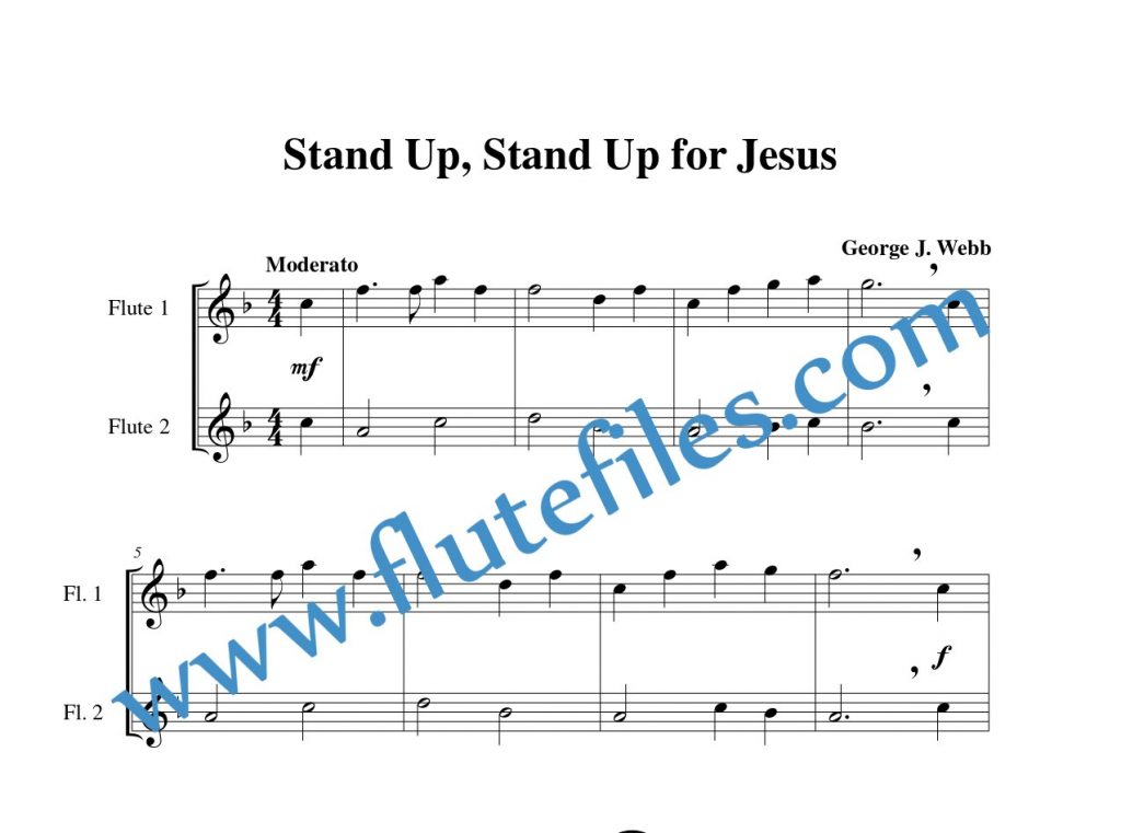 Stand Up, Stand Up for Jesus flute duet sheet music