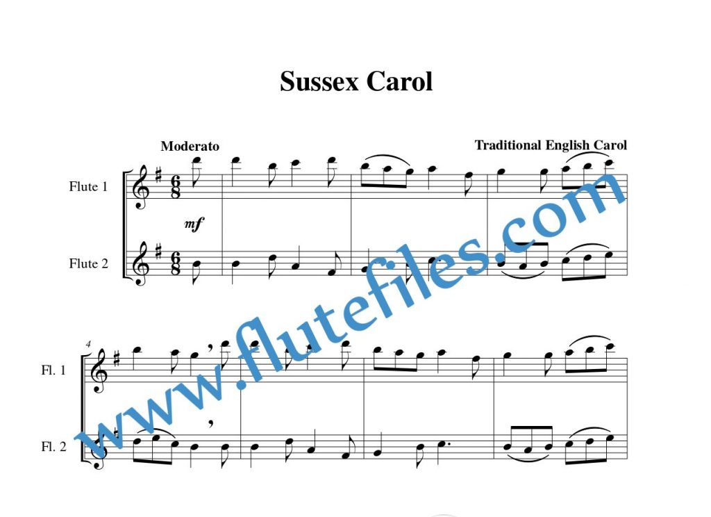 Sussex Carol flute duet sheet music