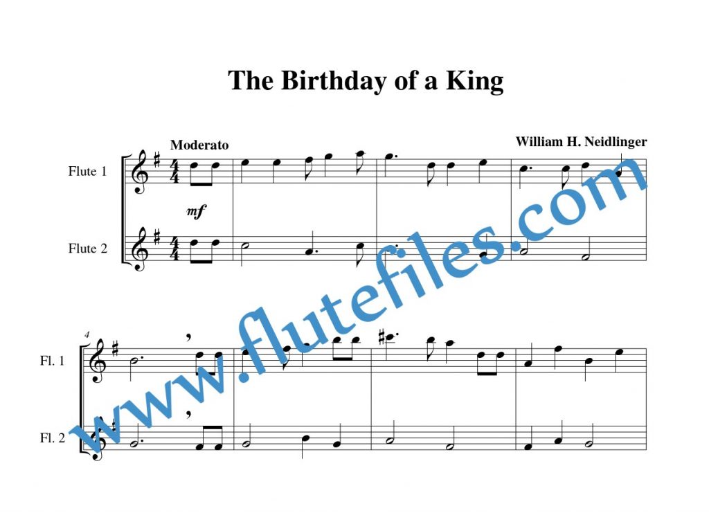 The Birthday of a King flute duet sheet music