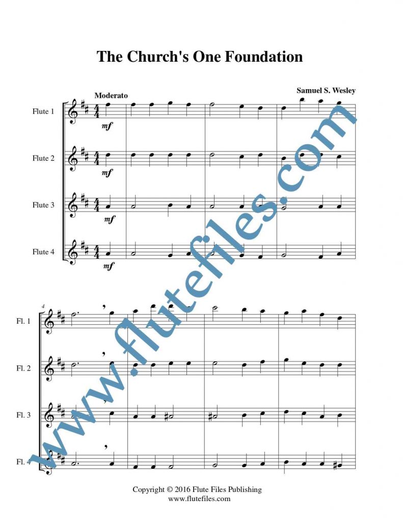 The Churchs One Foundation flute quartet sheet music