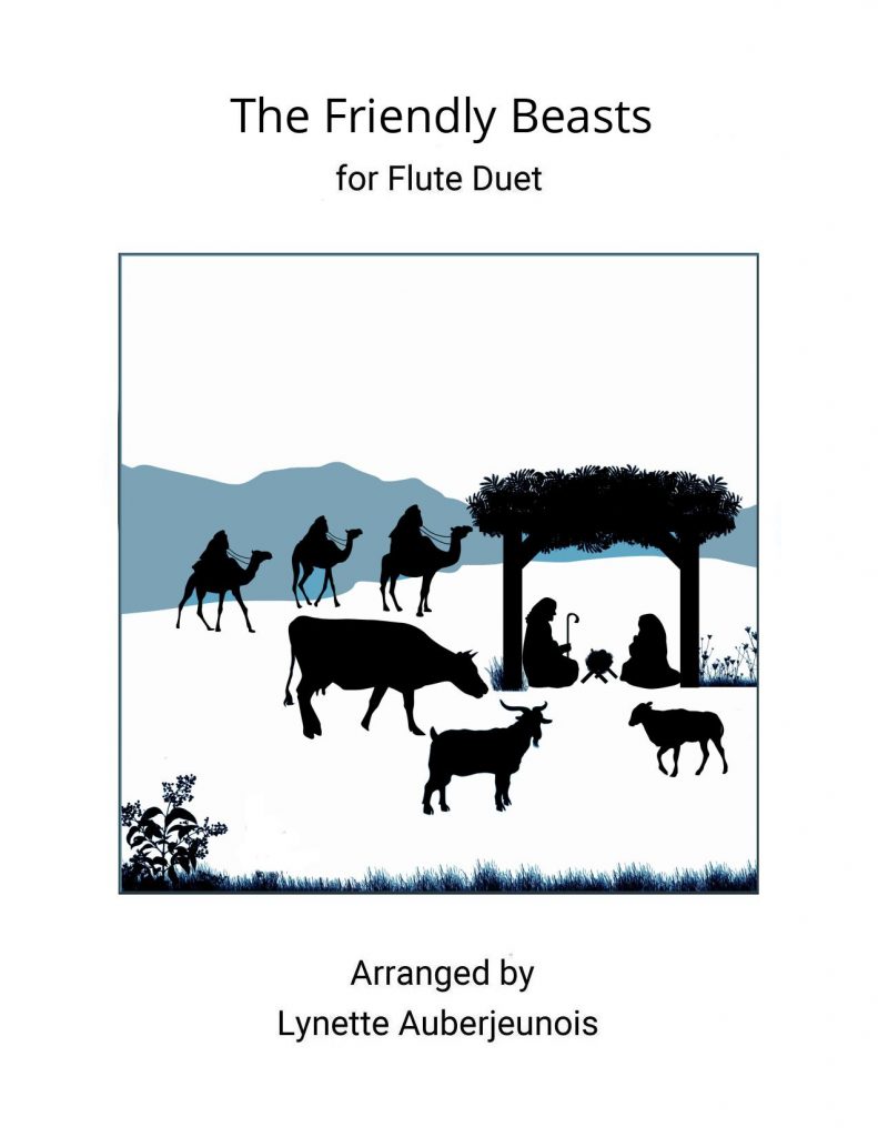 Sheet music cover for The Friendly Beasts flute duet