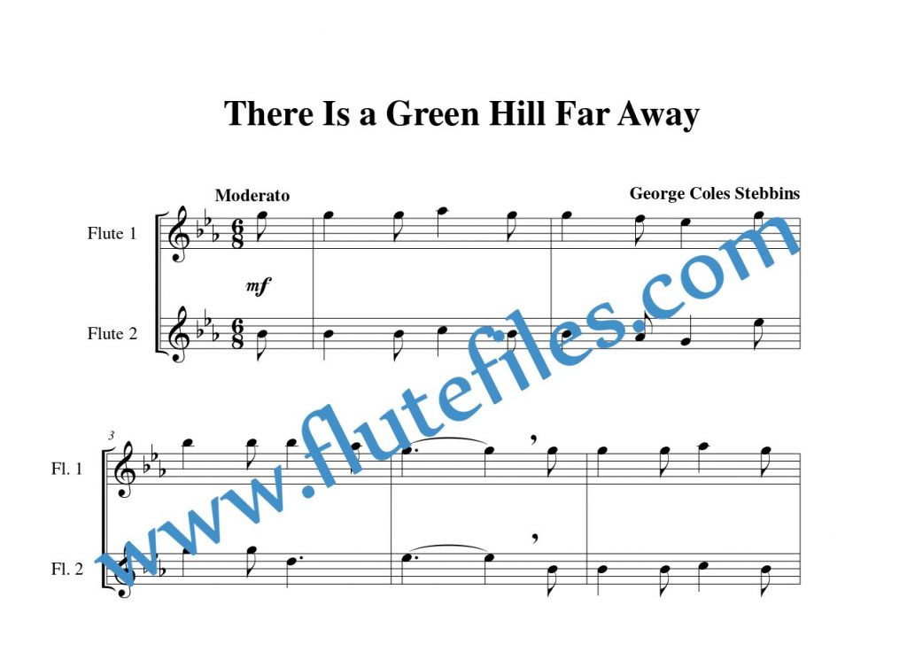 There Is a Green Hill Far Away flute duet sheet music