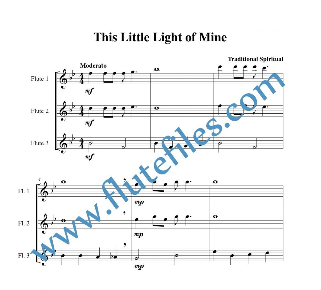 This Little Light of Mine flute trio sheet music
