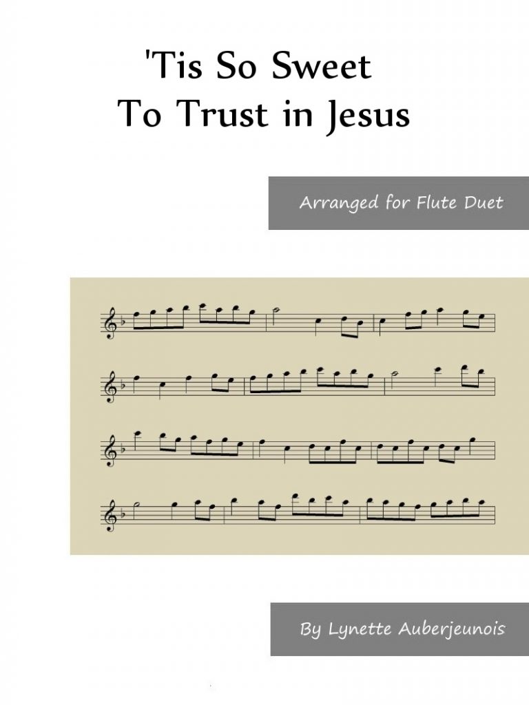 Sheet music cover for Tis So Sweet To Trust in Jesus flute duet