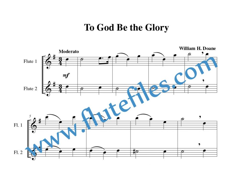 To God Be the Glory flute duet sheet music