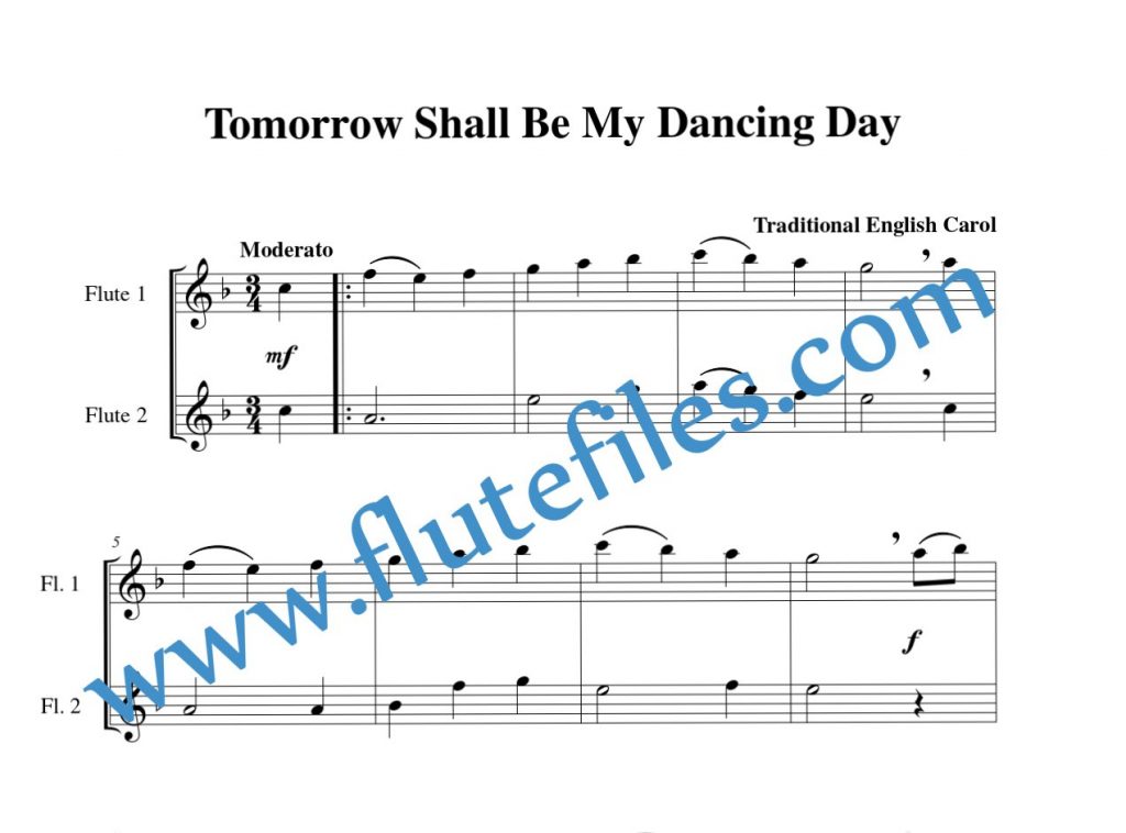 Tomorrow Shall Be My Dancing Day flute duet sheet music