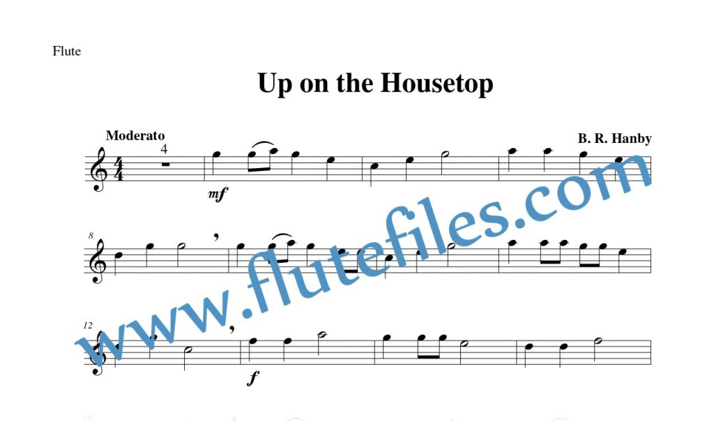 Flute part for Up on the Housetop flute solo sheet music