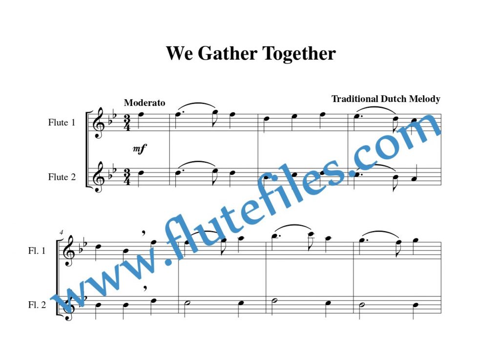 We Gather Together flute duet sheet music
