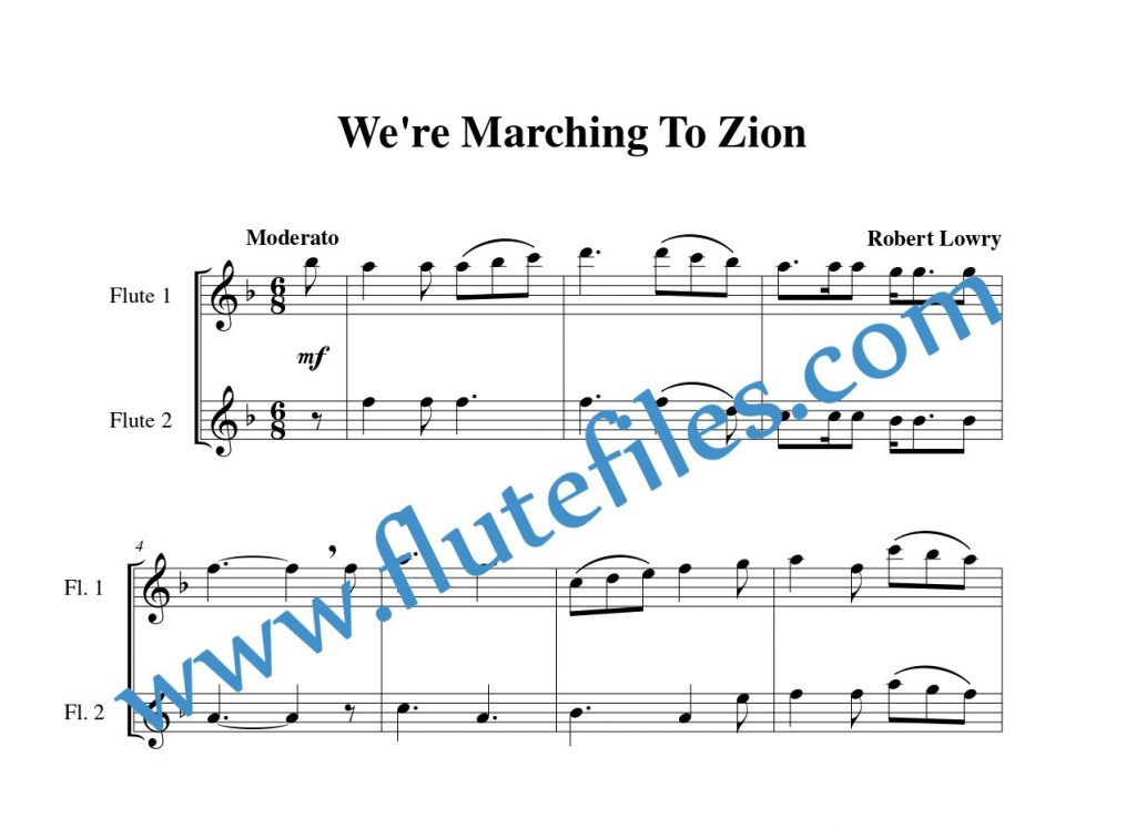 Were Marching To Zion flute duet sheet music