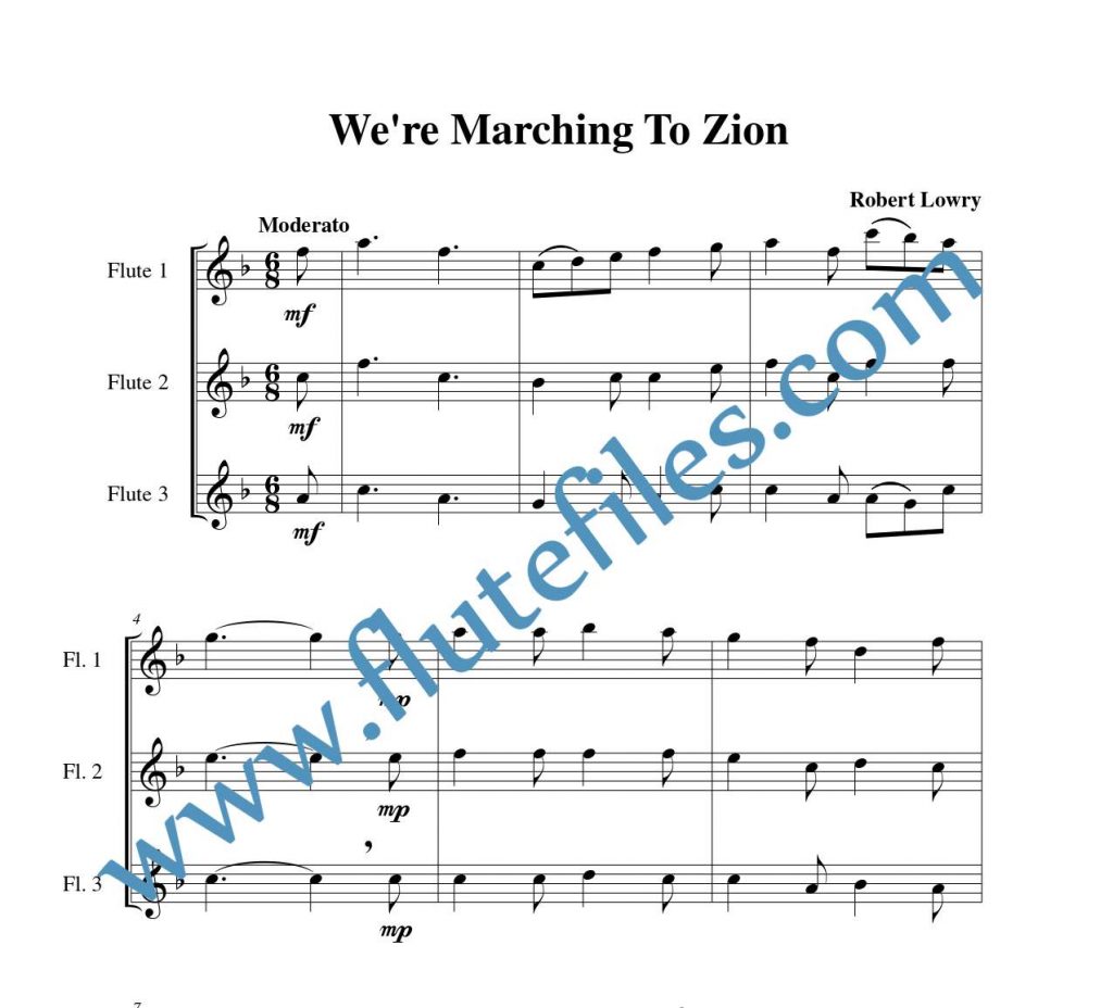 We’re Marching To Zion flute trio sheet music