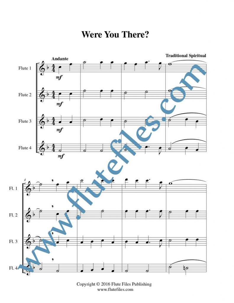 Were You There flute quartet sheet music