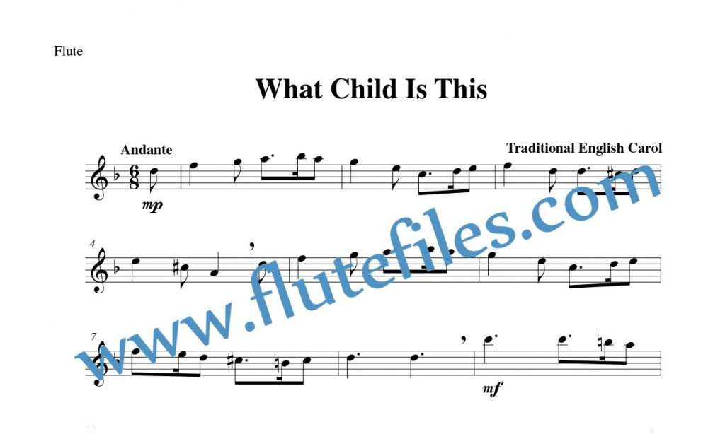 Flute part for What Child Is This flute solo sheet music