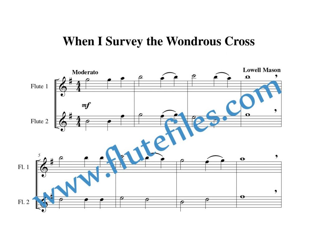 When I Survey the Wondrous Cross flute duet sheet music