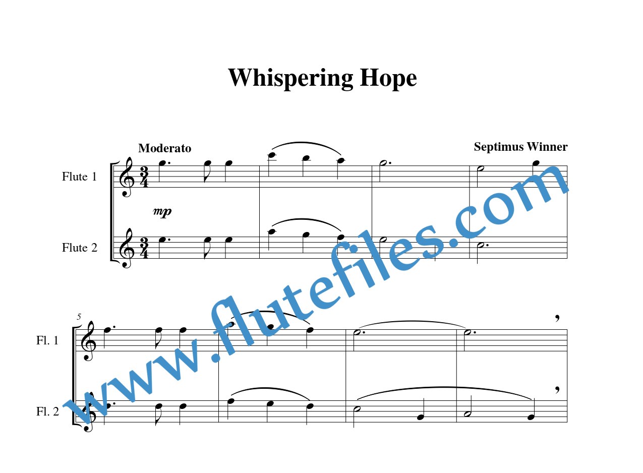 Whispering Hope flute duet sheet music