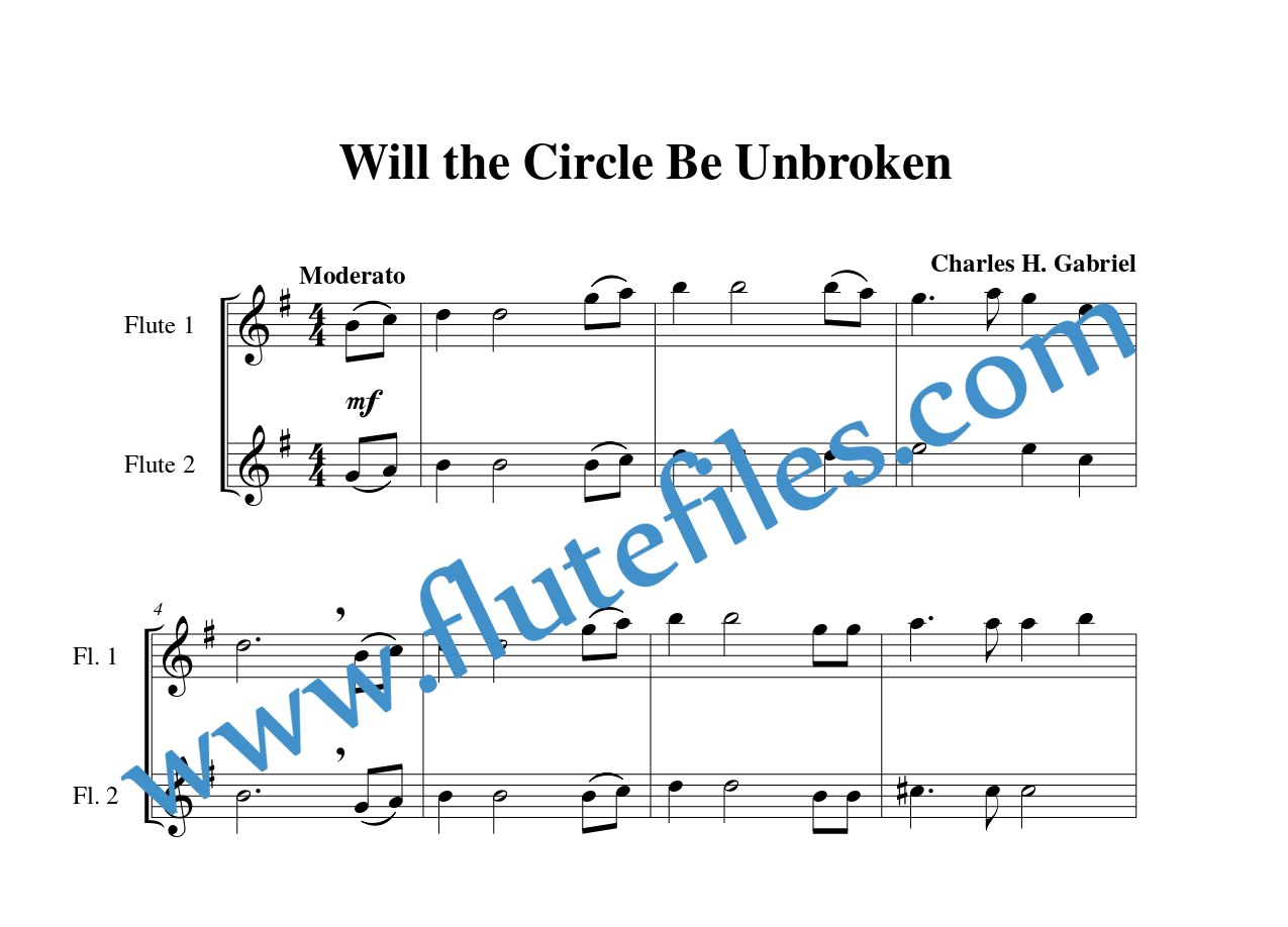 will the circle be unbroken flute duet sheet music
