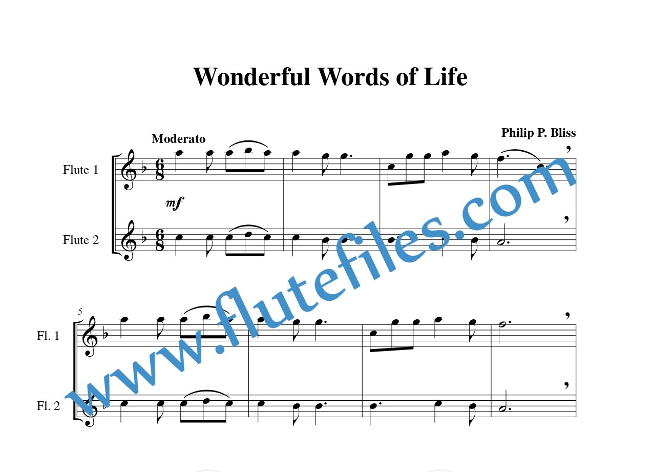 Wonderful Words of Life flute duet sheet music
