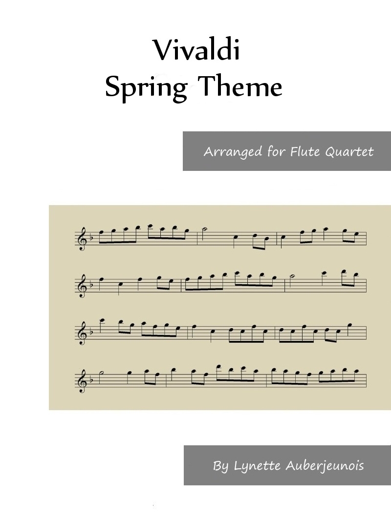 Sheet music cover for Spring Theme flute quartet by Vivaldi